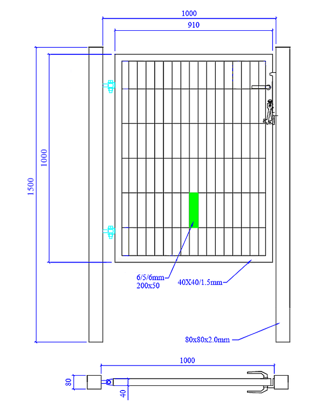 Furtka ogrodzeniowa SX 656 - 1,00 x 1,00 m