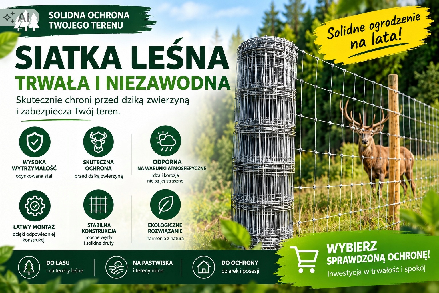Siatka leśna - trwała, tania, niezawodna.